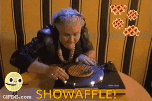 Elderly Woman Playing Waffle GIF