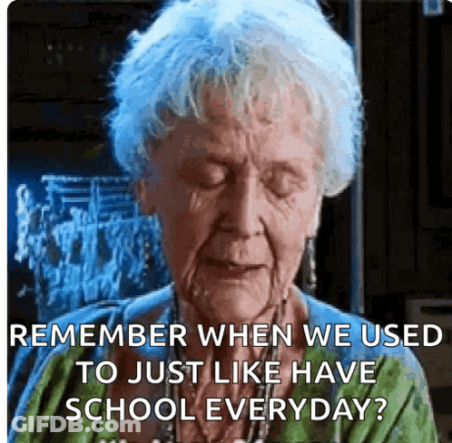 Elderly Woman Remembering School Days GIF