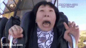 Elderly Woman Riding Roller Coaster GIF