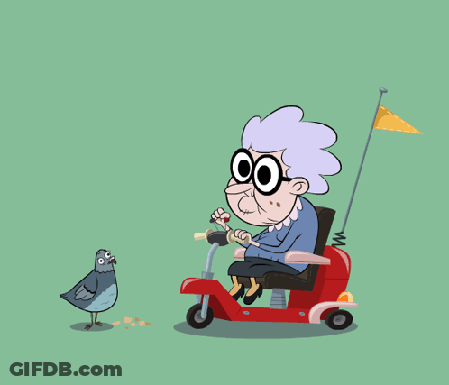 Elderly Woman Riding Scooter GIF