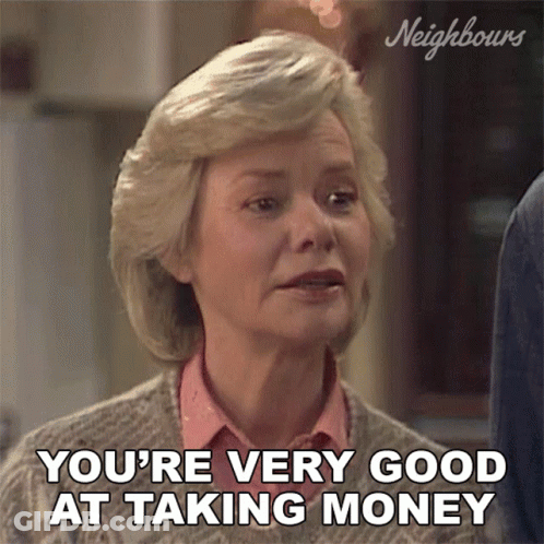 Elderly Woman Says You're Very Good At Taking Money GIF