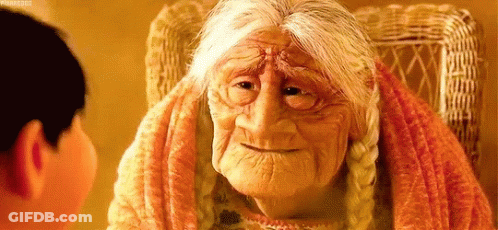 Elderly Woman Sitting In Chair With Child GIF