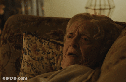 Elderly Woman Sitting On Couch Says I'm 84 Years Old Tom GIF