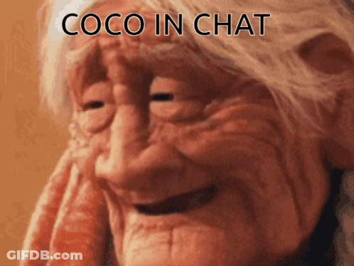 Elderly Woman Smiling With Coco In Chat GIF