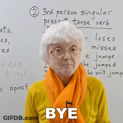 Elderly Woman Waving In Front Of 3Rd Person Singular GIF