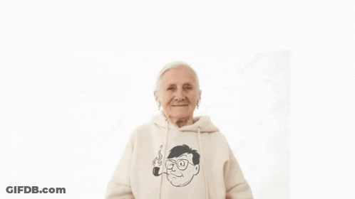 Elderly Woman Wearing Hoodie That Says I Spent My Winter Fuel Allowance GIF