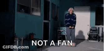 Elderly Woman With Cane Saying Not A Fan GIF