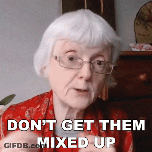 Elderly Woman With Glasses Says Don't Get Them Mixed Up GIF