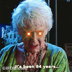 Elderly Woman With Glowing Eyes Says It's Been 84 Years GIF