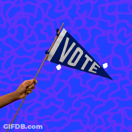 Election Day Vote Word In Blue Flaglets GIF