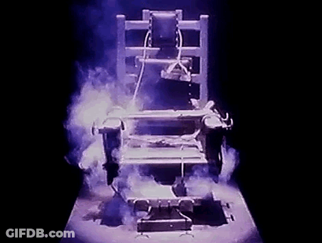 Electric Chair With Smoke On Table GIF