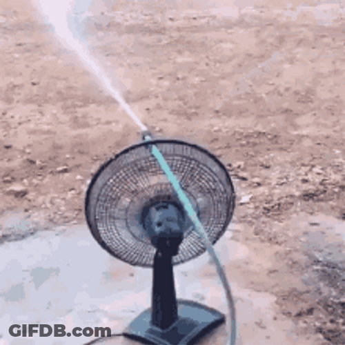 Electric Fan With Water Hose GIF