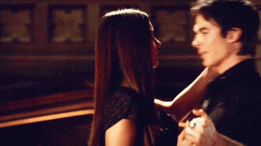 Elena And Damon Rough Kiss GIF