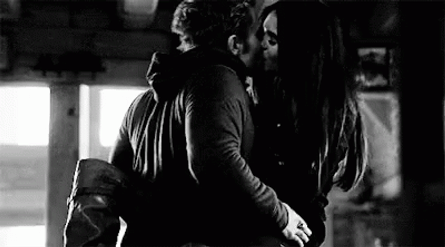 Elena And Stefan Rough Kiss GIF