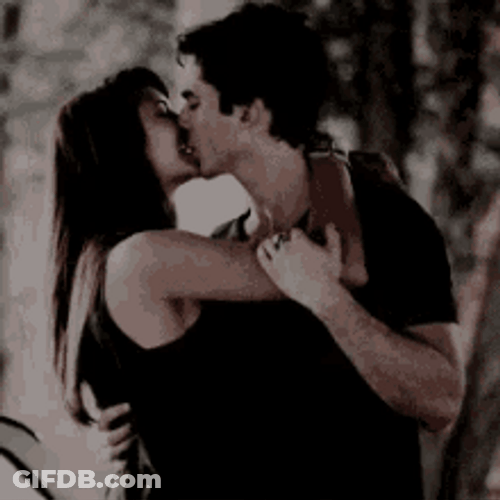 Elena Gilbert  Ian Somerhalder Intimate Kiss GIF