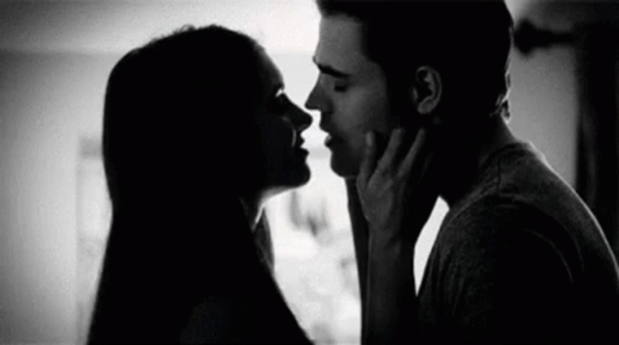 Elena Gilbert Stefan Salvatore Sensual Kiss GIF