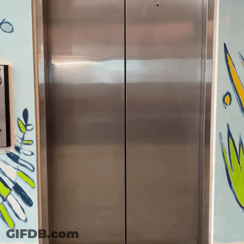 Elevator Door Opening Red Mascot GIF