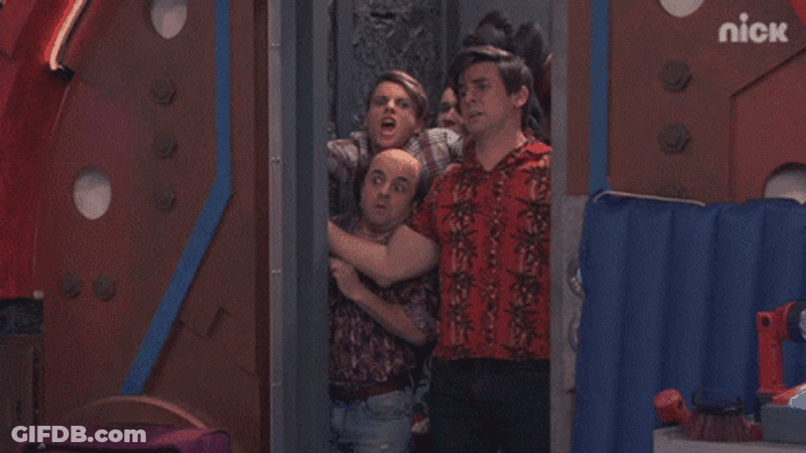 Elevator Filled With Danger Force Characters GIF
