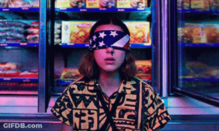 Eleven Using Telekinesis Blindfolded GIF