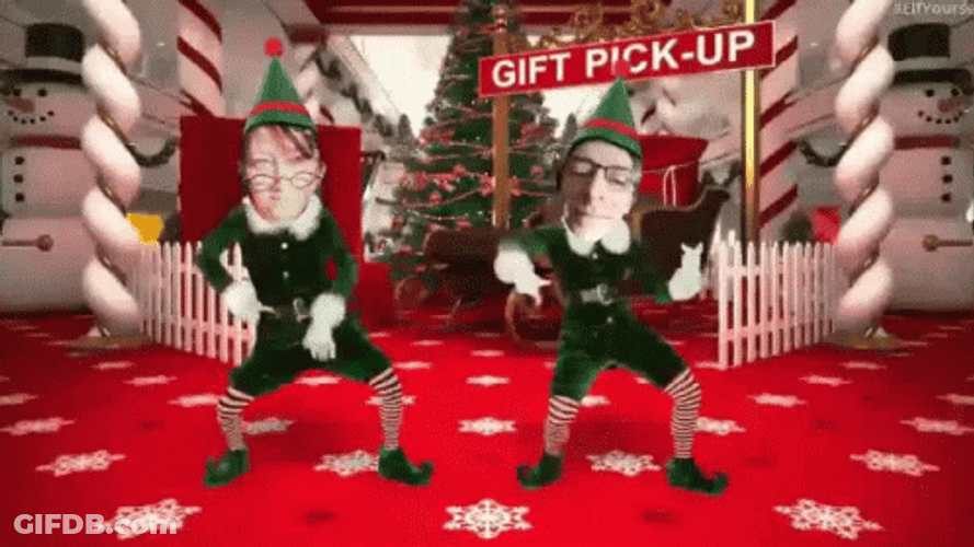 Elf Dancing Gift Pick Up GIF
