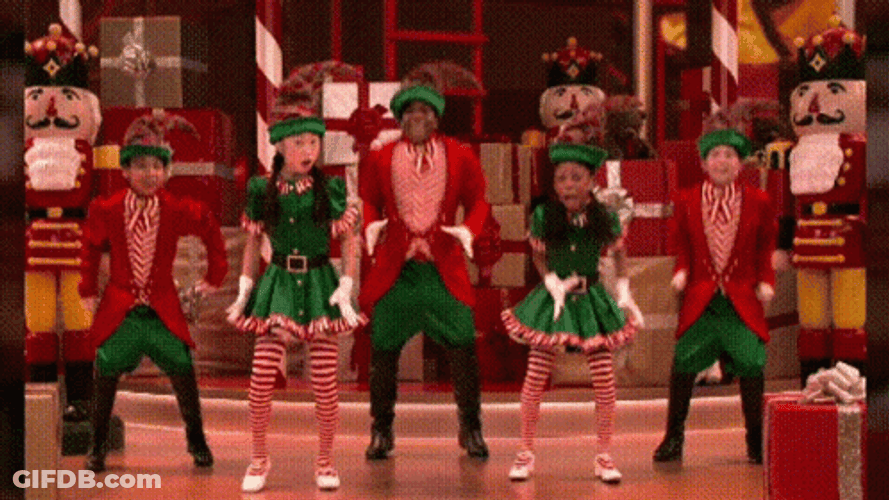 Elf Dancing Group Performance GIF