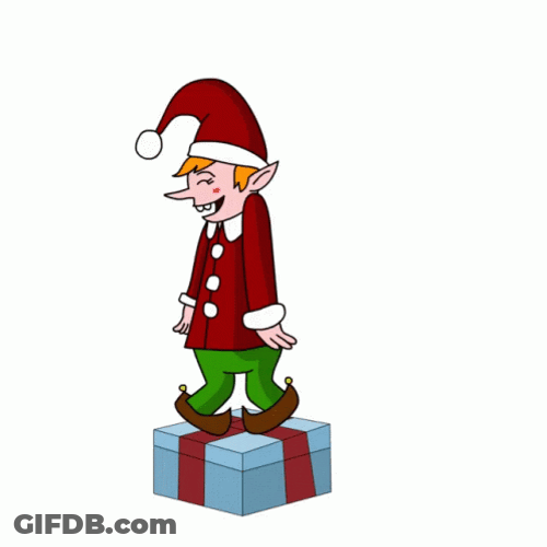 Elf Dancing On Top Of Gift GIF