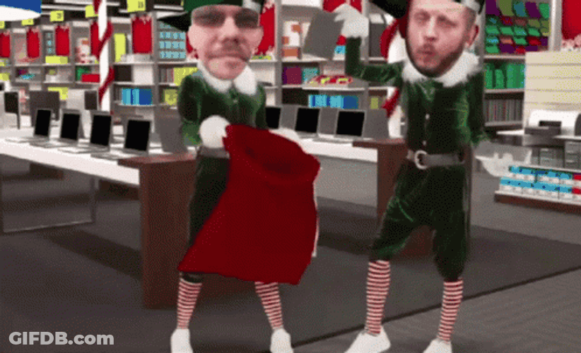 Elf Dancing Putting Gifts GIF