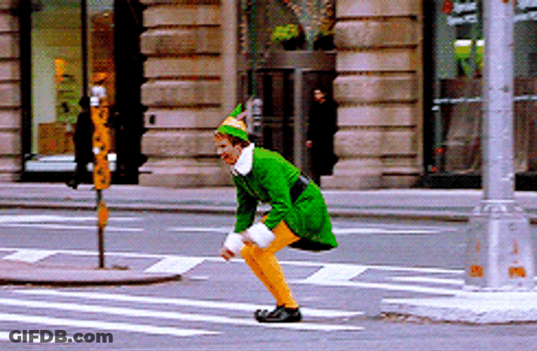 Elf Hopping On Streets GIF