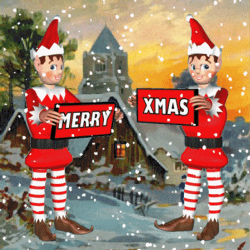 Elf On The Shelf Moving Christmas Sign GIF