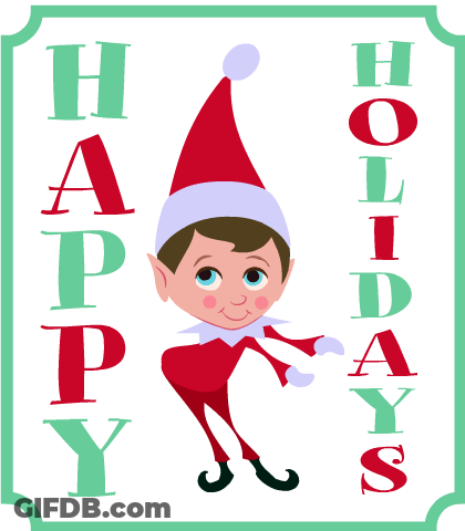 Elf On The Shelf Saying Happy Holidays GIF
