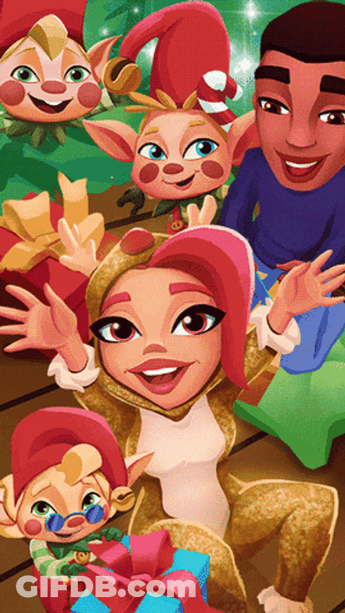 Elf Santa Family GIF