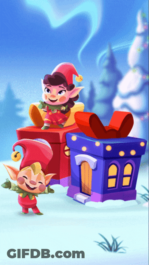 Elf Santa Giving Gifts GIF