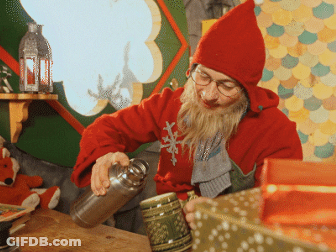 Elf Santa Pouring Wine On Glass GIF