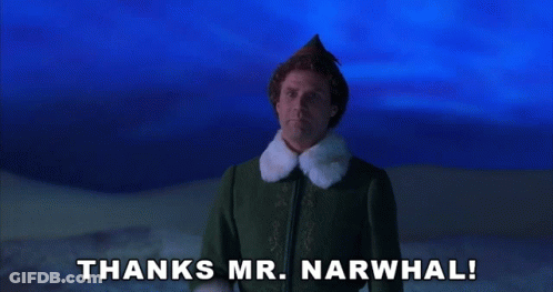 Elf Waving Saying Thanks Mr Narwhal GIF