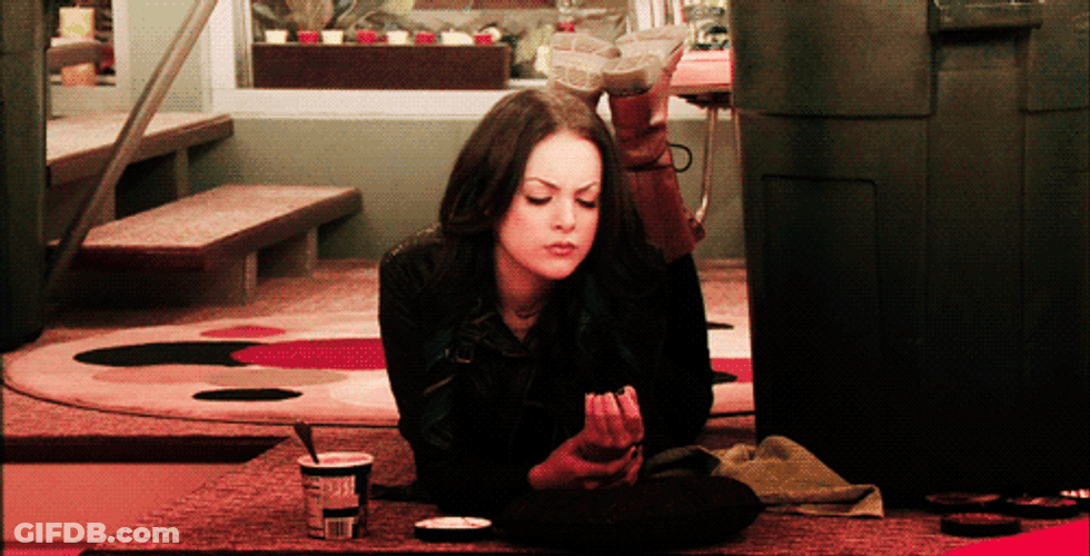 Elizabeth Gillies Eating Ice Cream GIF