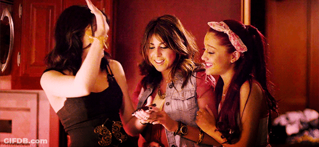 Elizabeth Gillies Happy With Friends GIF