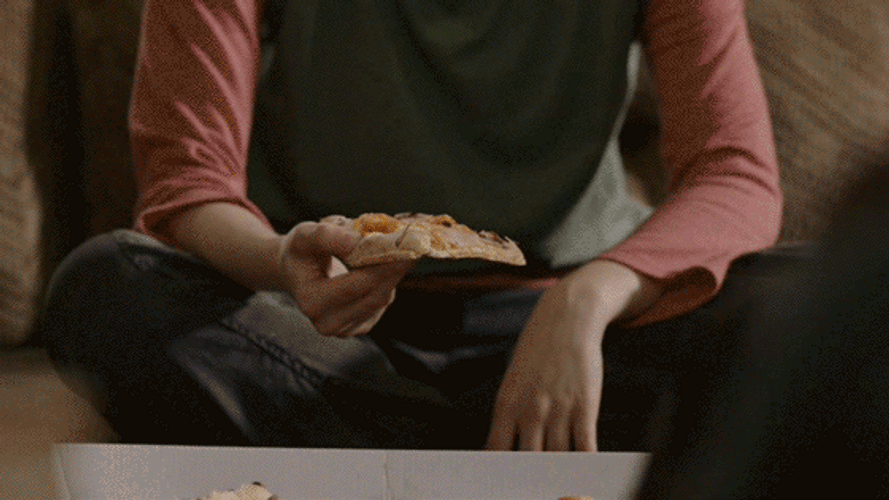 Elizabeth Hurley Eating Pizza GIF