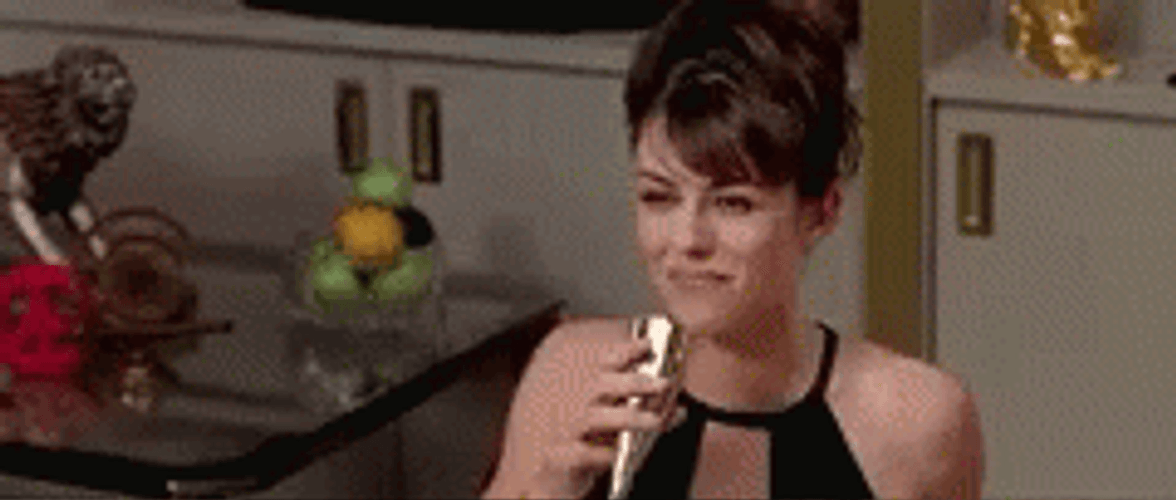 Elizabeth Hurley Spitting GIF