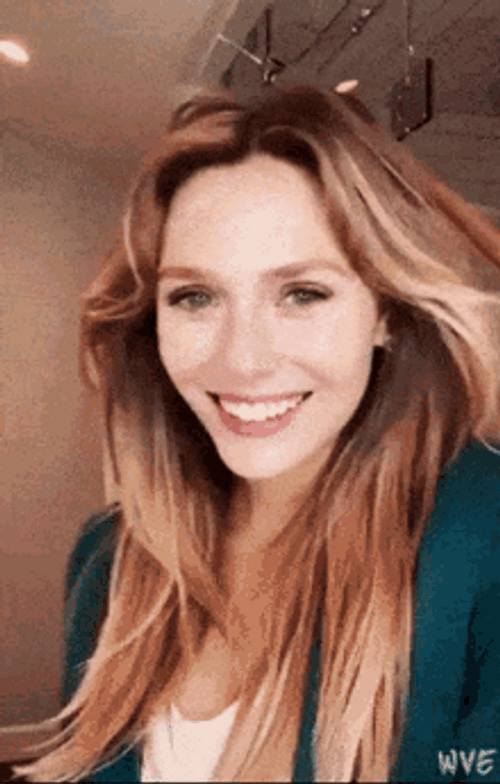 Elizabeth Olsen Eating Hair Strand GIF