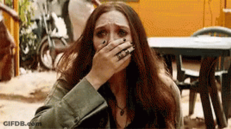Elizabeth Olsen Horrified GIF