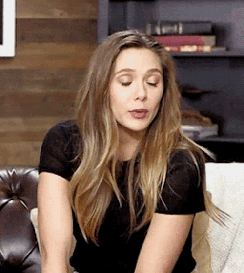 Elizabeth Olsen Smiling Interview GIF