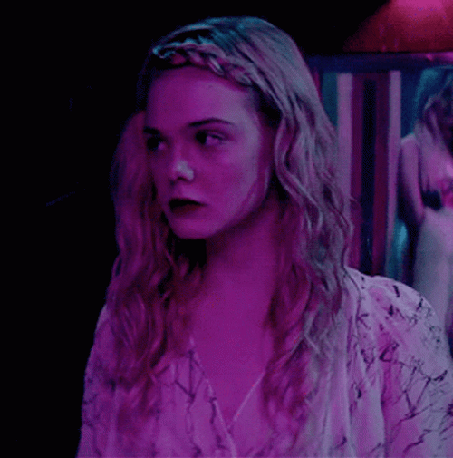 Elle Fanning Braid Hair Neon Demon GIF