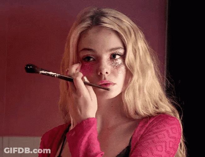 Elle Fanning Glitter Makeup Neon Demon GIF