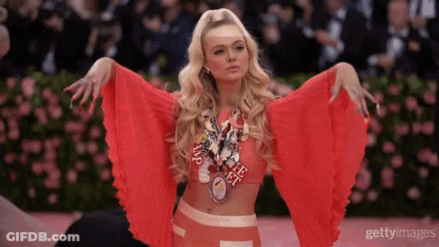 Elle Fanning Kiss Pose Fashion Gala GIF