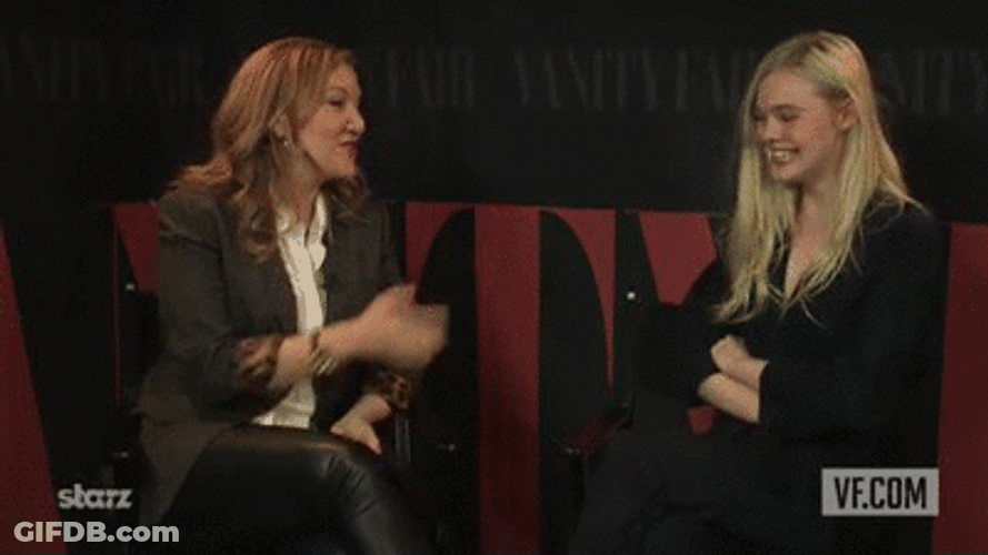 Elle Fanning Laughing Interview GIF