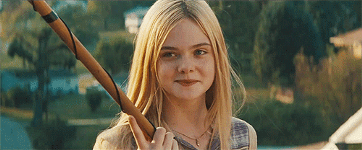 Elle Fanning Smile Stare Movie GIF