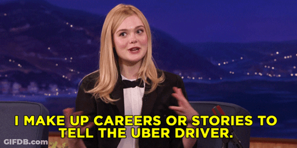 Elle Fanning Tell Stories To Uber Driver GIF