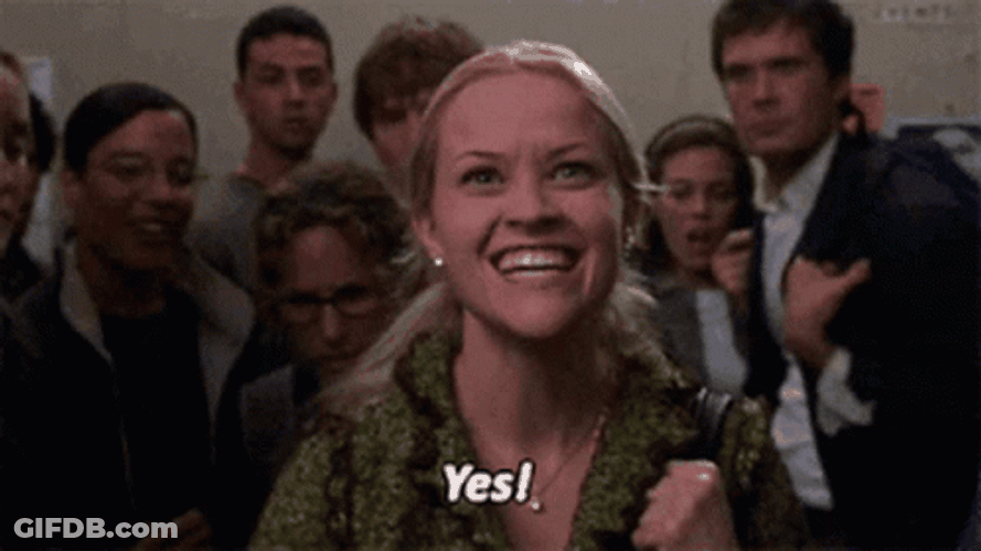 Elle Woods Screams Yes GIF
