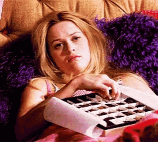 Elle Woods Stucked On The Bed GIF
