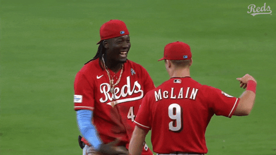 Elly De La Cruz Holding Up His Friend GIF